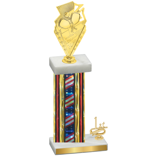 Accented Single Flag USA First Place Pickleball Trophy