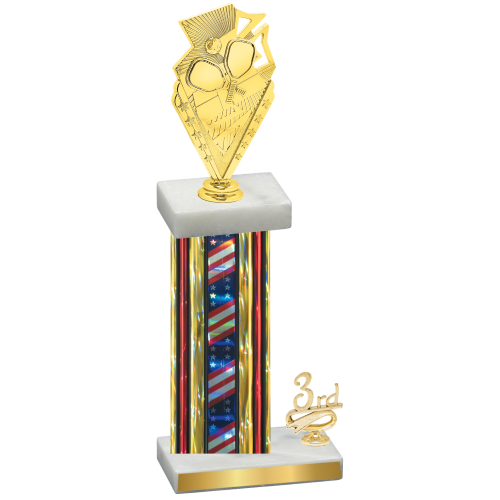Accented Single Flag USA Third Place Pickleball Trophy