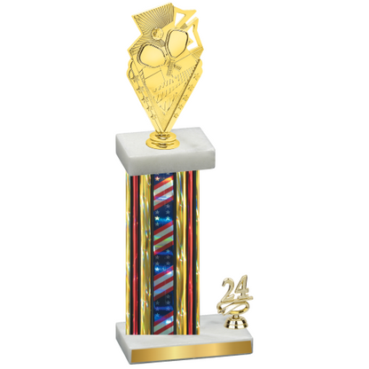 Accented Single Flag USA Year Pickleball Trophy