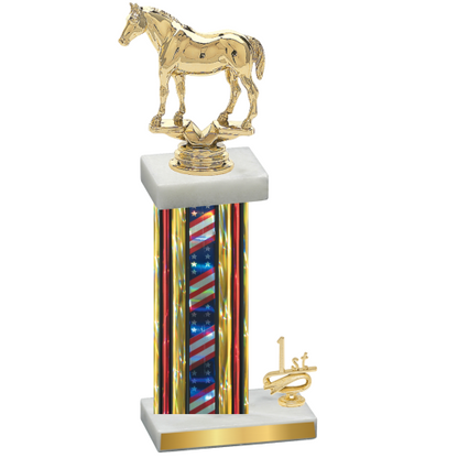 Accented Single Flag USA First Place Horses Trophy