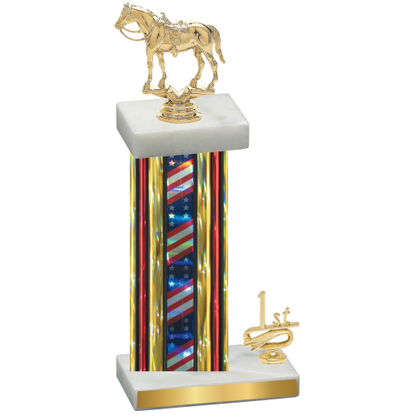 Accented Single Flag USA First Place Horses Trophy