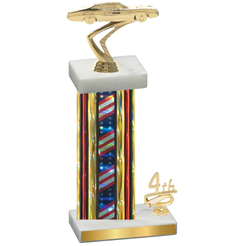 Accented Single Flag USA Fourth Place Cars Trophy