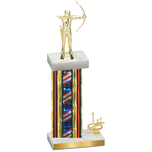 Accented Single Flag USA First Place Archery Trophy