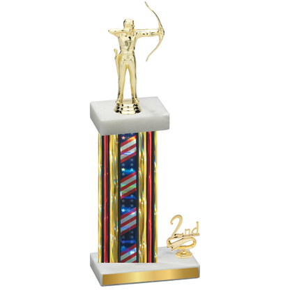 Accented Single Flag USA Second Place Archery Trophy