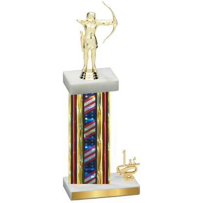 Accented Single Flag USA First Place Archery Trophy