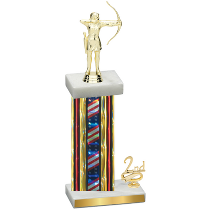 Accented Single Flag USA Second Place Archery Trophy