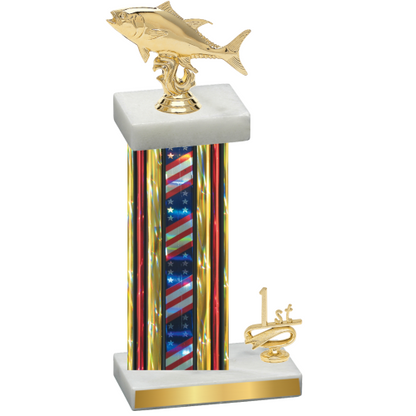 Accented Single Flag USA First Place Fishing Trophy