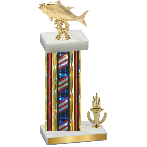 Accented Single Flag USA Victory Fishing Trophy