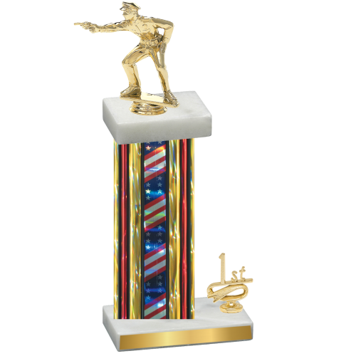 Accented Single Flag USA First Place Shooter Trophy