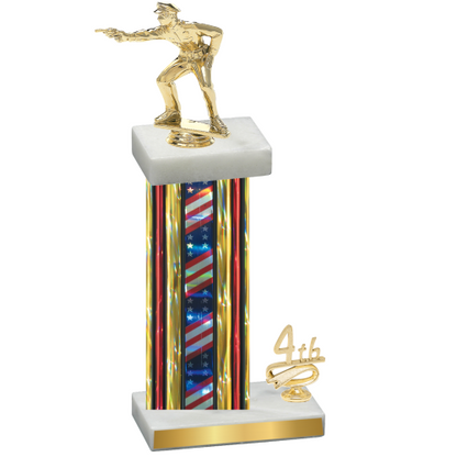 Accented Single Flag USA Fourth Place Shooter Trophy