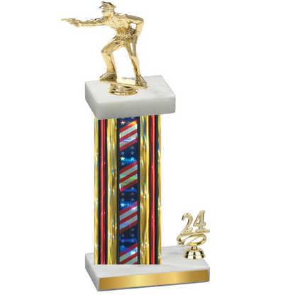 Accented Single Flag USA Year Shooter Trophy