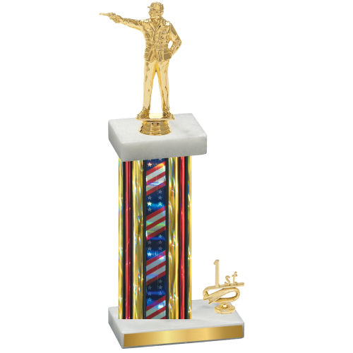 Accented Single Flag USA First Place Shooter Trophy