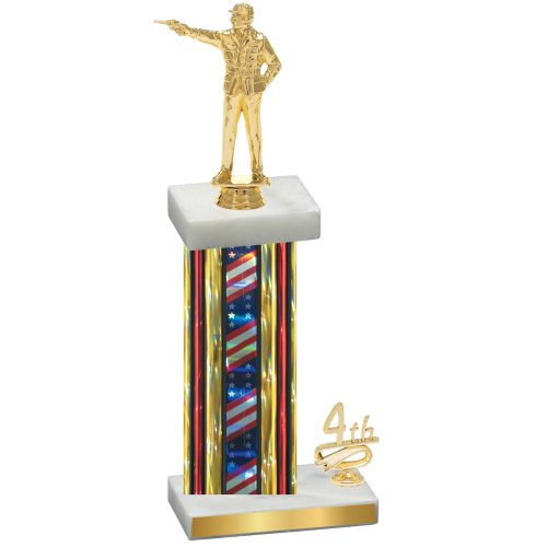 Accented Single Flag USA Fourth Place Shooter Trophy