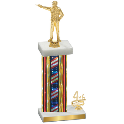 Accented Single Flag USA Fourth Place Shooter Trophy
