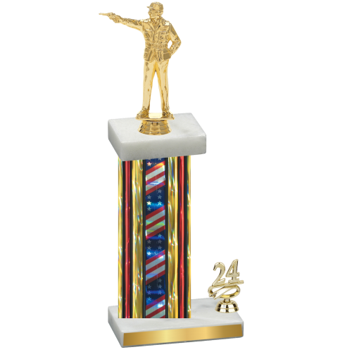 Accented Single Flag USA Year Shooter Trophy