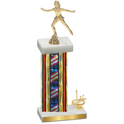 Accented Single Flag USA First Place Skater Trophy