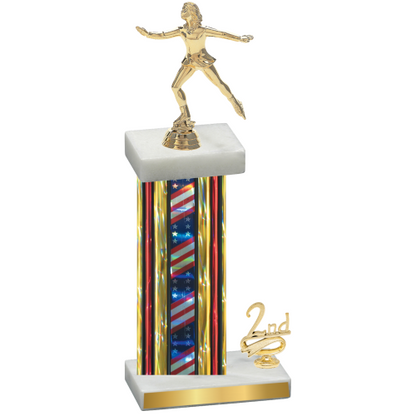 Accented Single Flag USA Second Place Skater Trophy