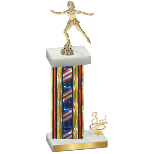 Accented Single Flag USA Third Place Skater Trophy