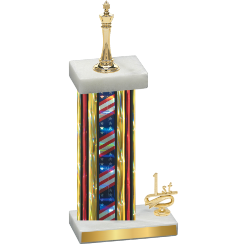 Accented Single Flag USA First Place Chess Trophy