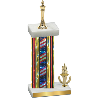 Accented Single Flag USA Victory Chess Trophy