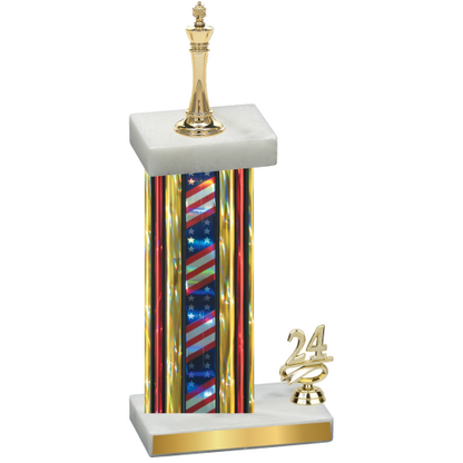 Accented Single Flag USA Year Chess Trophy