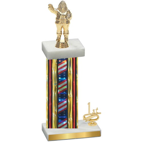 Accented Single Flag USA First Place Holiday Trophy