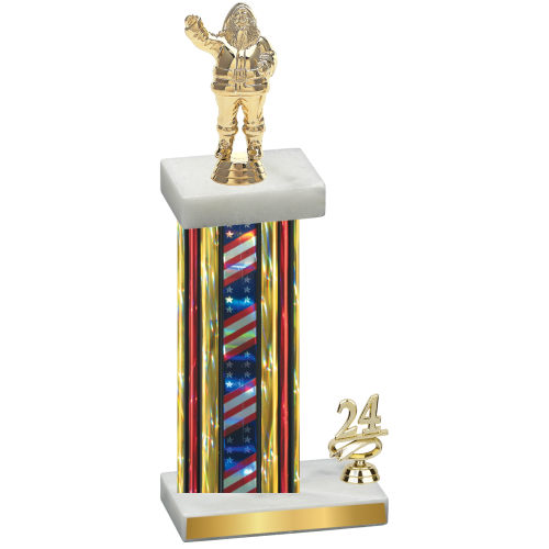 Accented Single Flag USA Year Holiday Trophy