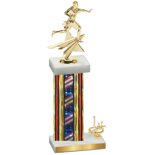 Accented Single Flag USA First Place Flag Football Trophy