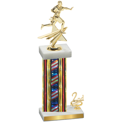 Accented Single Flag USA Second Place Flag Football Trophy