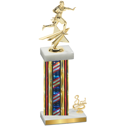 Accented Single Flag USA Third Place Flag Football Trophy