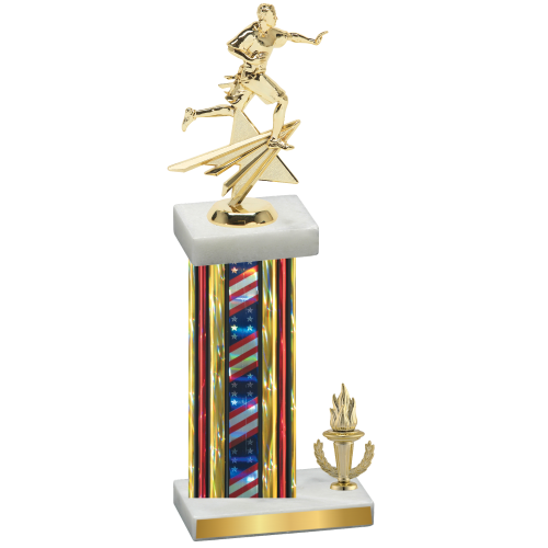 Accented Single Flag USA Victory Flag Football Trophy