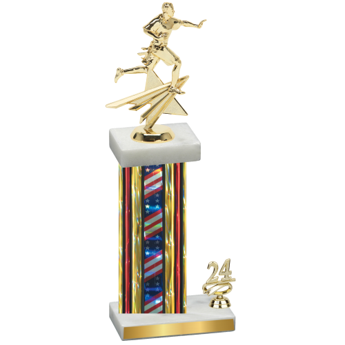 Accented Single Flag USA Year Flag Football Trophy