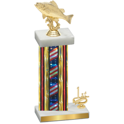 Accented Single Flag USA First Place Fishing Trophy