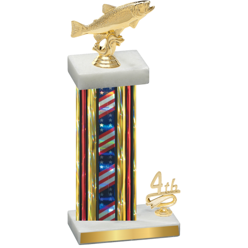 Accented Single Flag USA Fourth Place Fishing Trophy