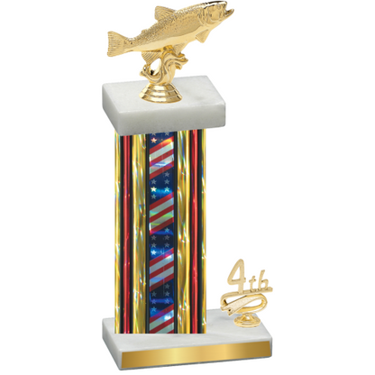 Accented Single Flag USA Fourth Place Fishing Trophy