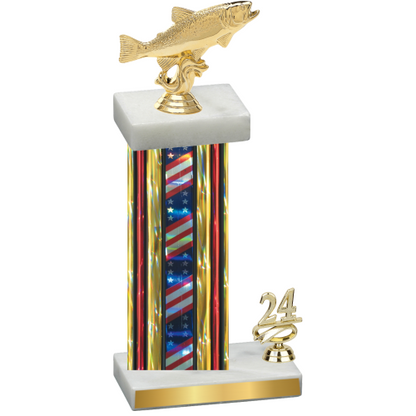 Accented Single Flag USA Year Fishing Trophy