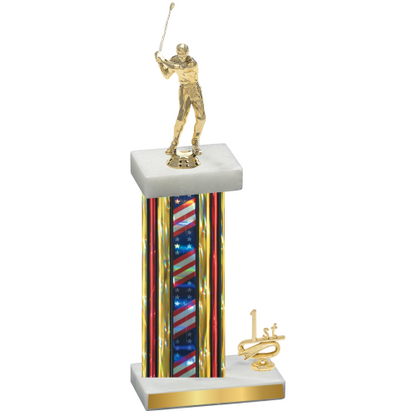 Accented Single Flag USA First Place Golf Trophy