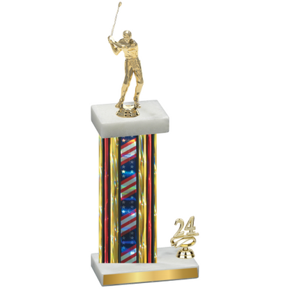 Accented Single Flag USA Year Golf Trophy