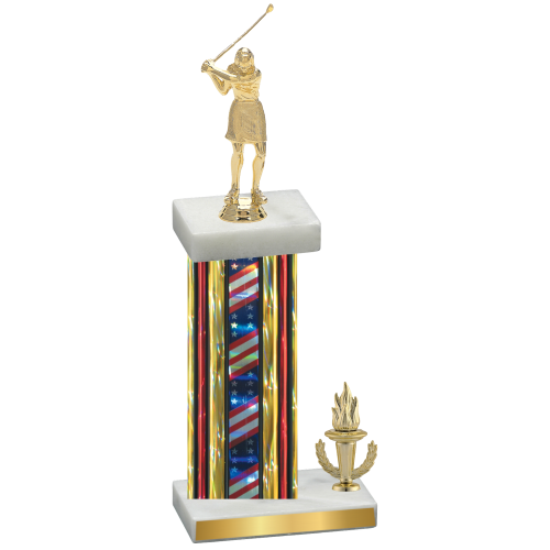 Accented Single Flag USA Victory Golf Trophy