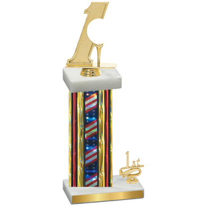 Accented Single Flag USA First Place Golf Trophy