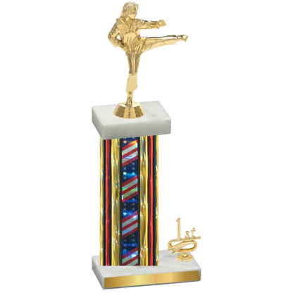 Accented Single Flag USA First Place Karate Trophy