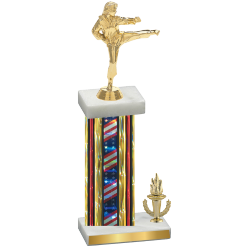 Accented Single Flag USA Victory Karate Trophy