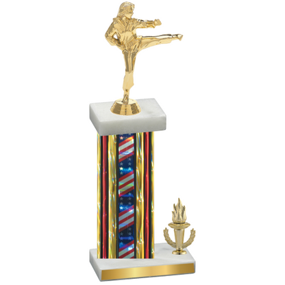 Accented Single Flag USA Victory Karate Trophy