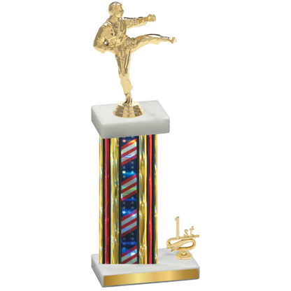 Accented Single Flag USA First Place Karate Trophy