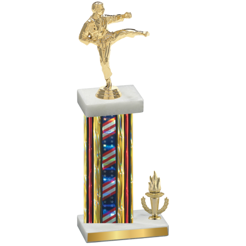 Accented Single Flag USA Victory Karate Trophy