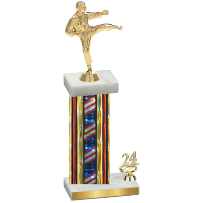 Accented Single Flag USA Year Karate Trophy