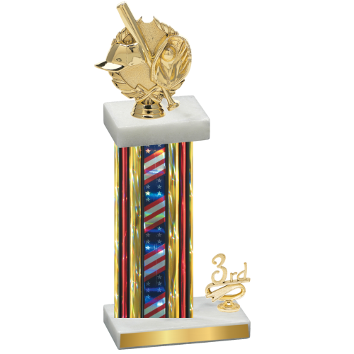 Accented Single Flag USA Third Place Baseball Trophy