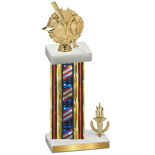 Accented Single Flag USA Victory Baseball Trophy