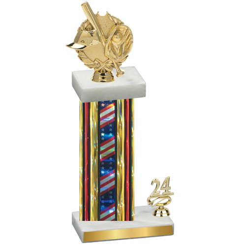 Accented Single Flag USA Year Baseball Trophy