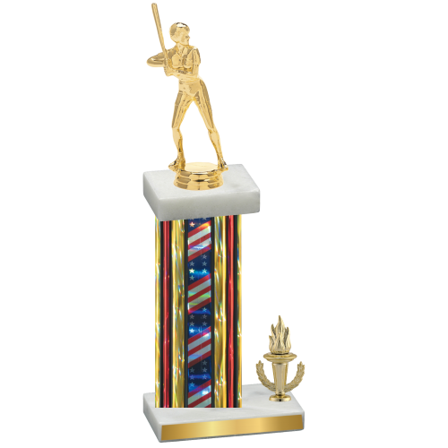 Accented Single Flag USA Victory Softball Trophy